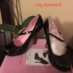 Black Mary-Jane style heels.